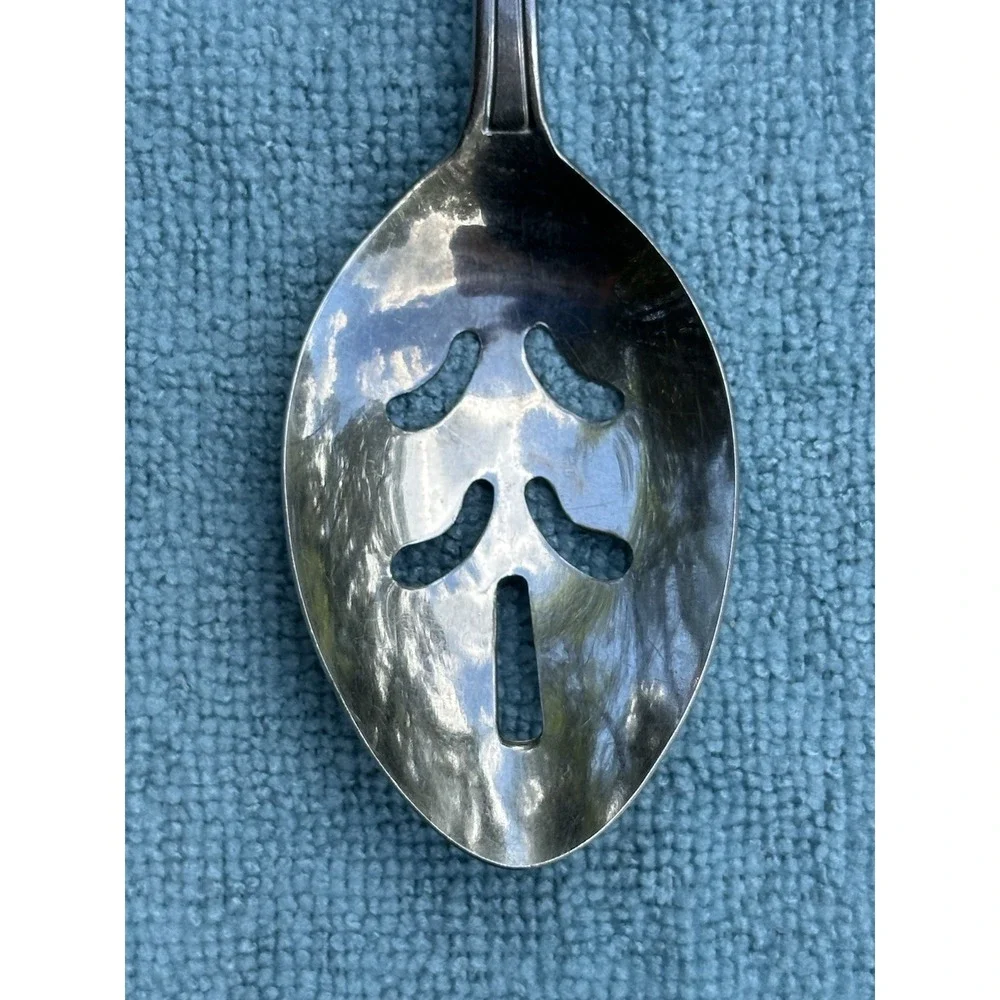 Rogers Floral Mist Pierced Serving Spoon Stainless Korea Discontinued Flatware